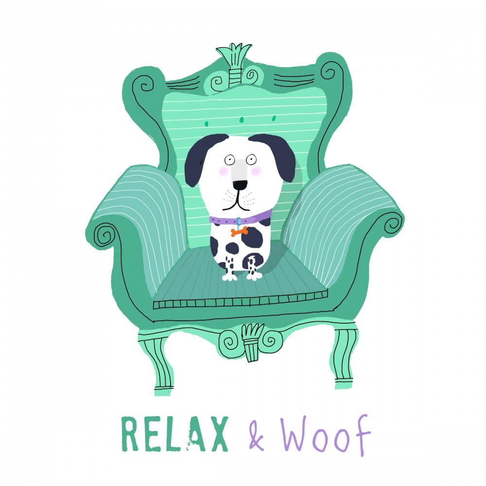 Relaxing Dog Armchair by Carla Daly — canvas wall art