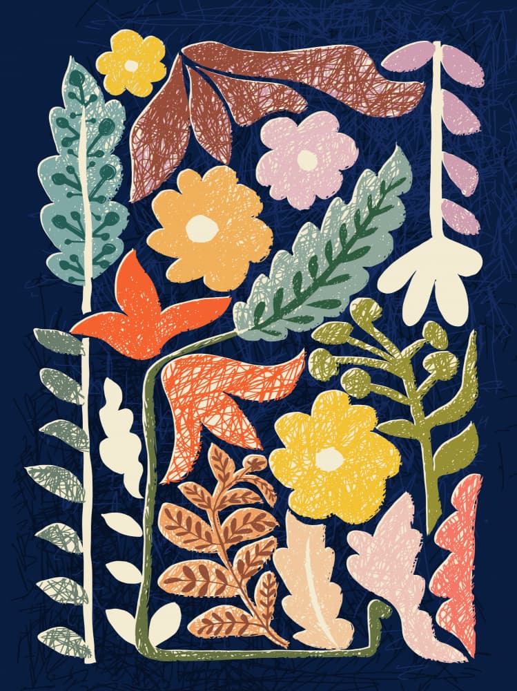 Colorful Botanical Blooms by Annick — canvas wall art