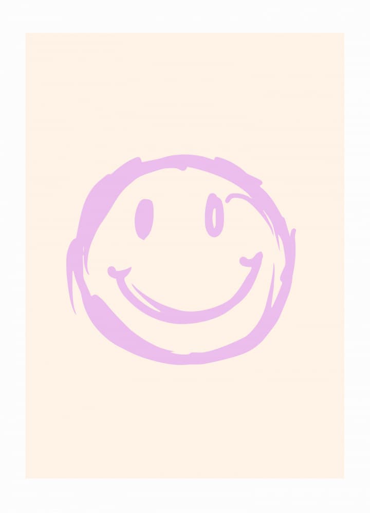 Happy Lilac Smiley Face by Rikke Løndager Boisen — canvas wall art