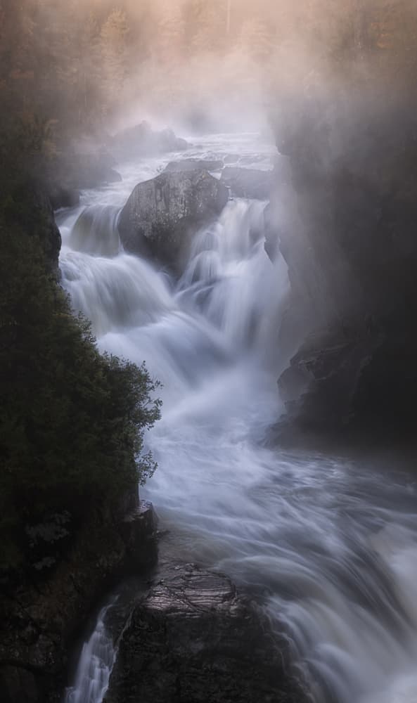 Misty Canyon Waterfalls by Larry Deng APA — canvas wall art