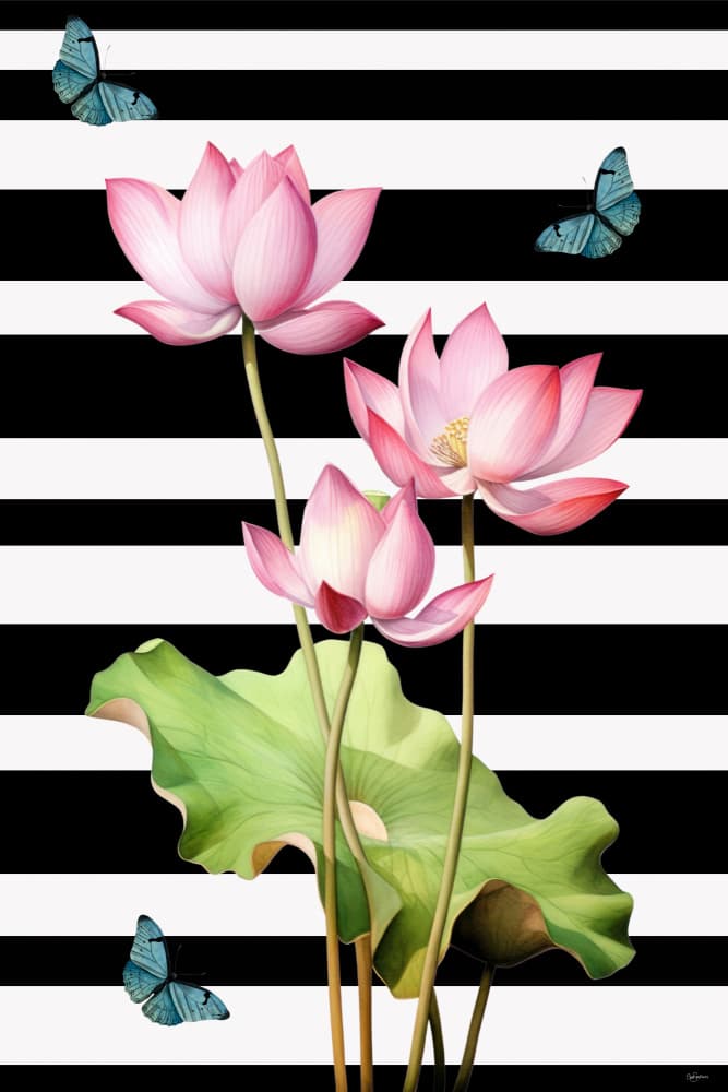 Pink Lotus Butterflies by Sue Skellern — canvas wall art