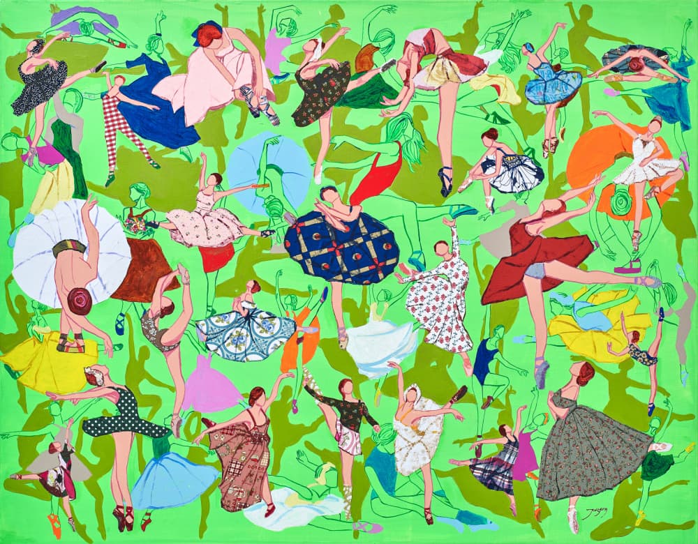 Vibrant Ballerinas Dancing by Jukyong Park — canvas wall art