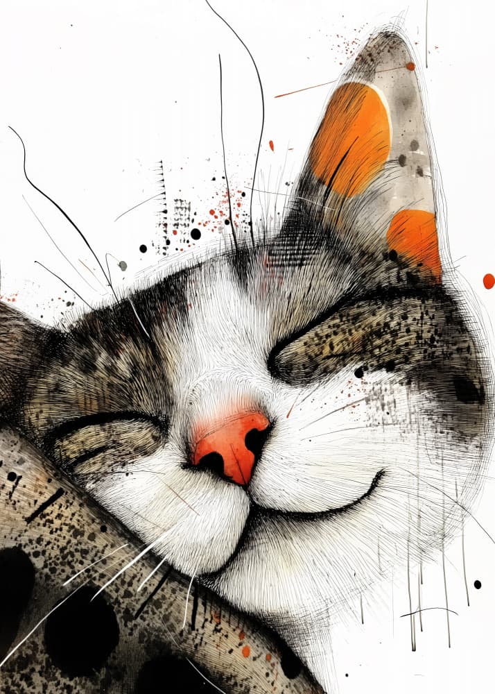 Sleeping Happy Cat by Justyna Jaszke — canvas wall art