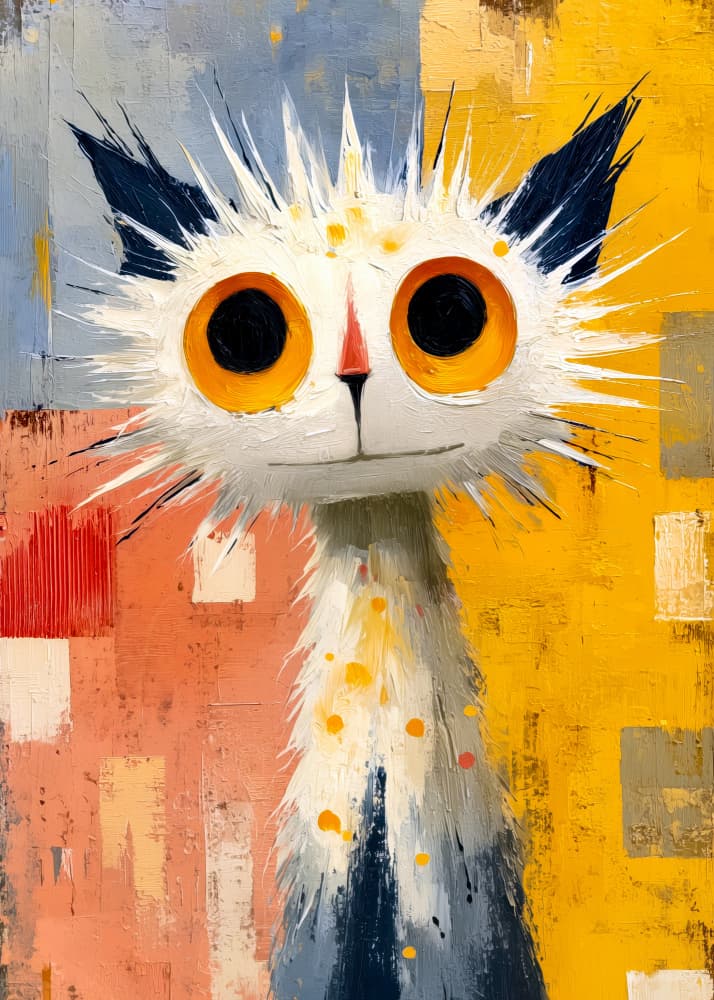 Whimsical Big-Eyed Cat by Justyna Jaszke — canvas wall art