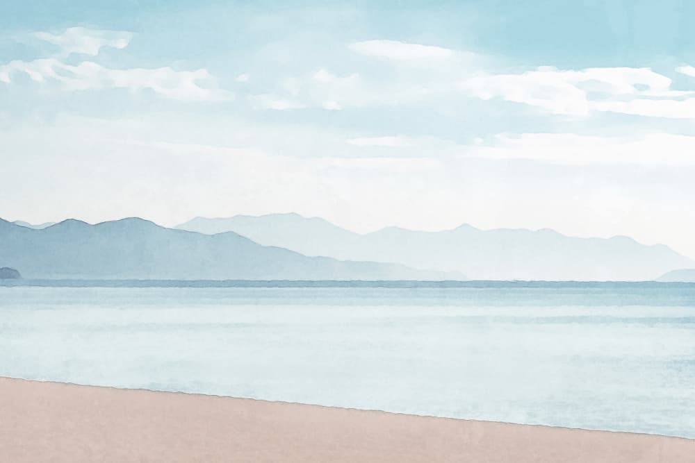 Serene Beach Landscape by Melloi Art Prints — canvas wall art