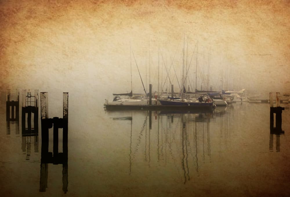 Misty Marina Morning by Eric Mattheyses — canvas wall art