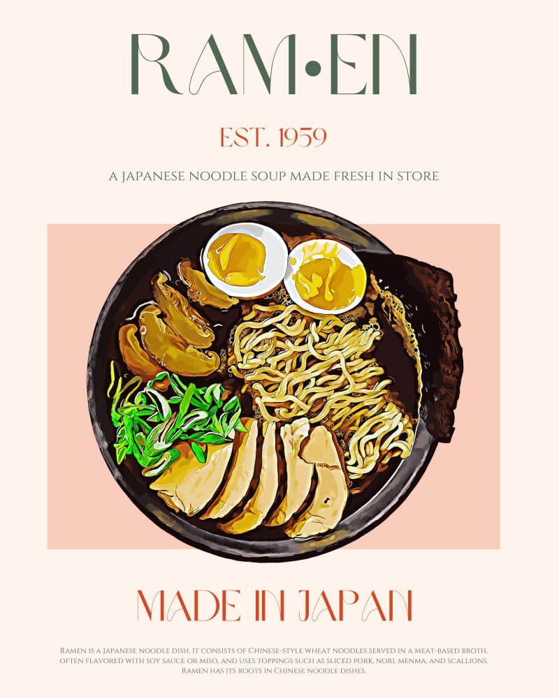 Classic Ramen Bowl by Nazma Khokhar — canvas wall art