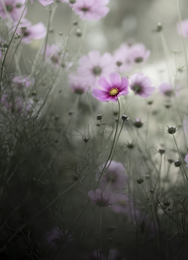 Delicate Pink Cosmos by Judy Tseng — canvas wall art