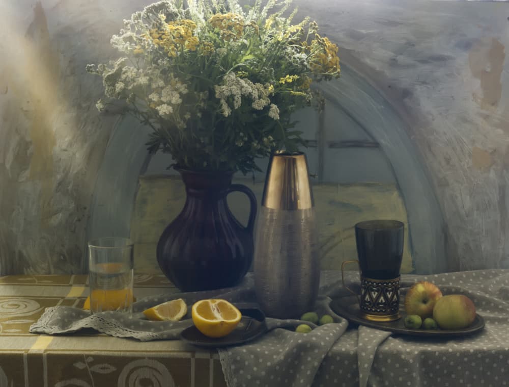 Wildflowers and Fresh Fruit by UstinaGreen — canvas wall art