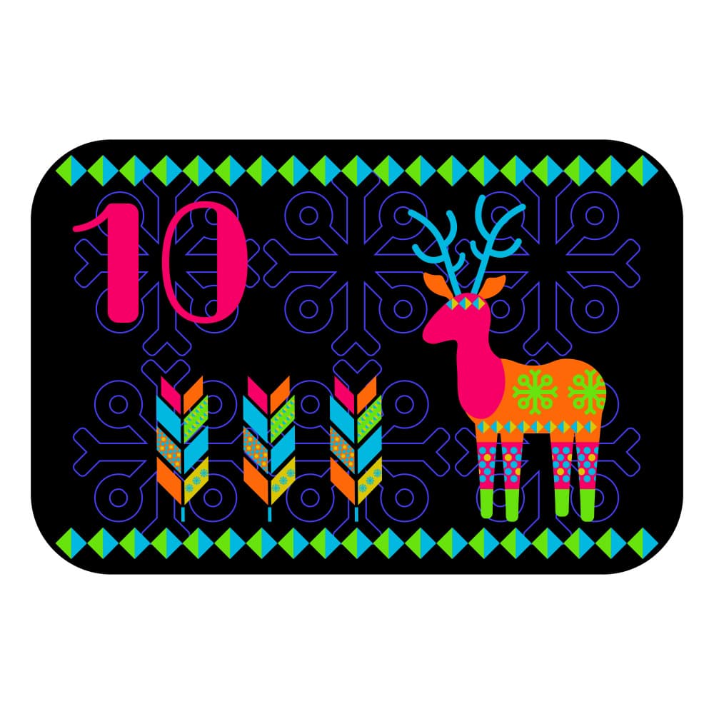 Neon Colors Norwegian Advent Calendar With Black Background. Deer by Marika Barsrsind — canvas wall art