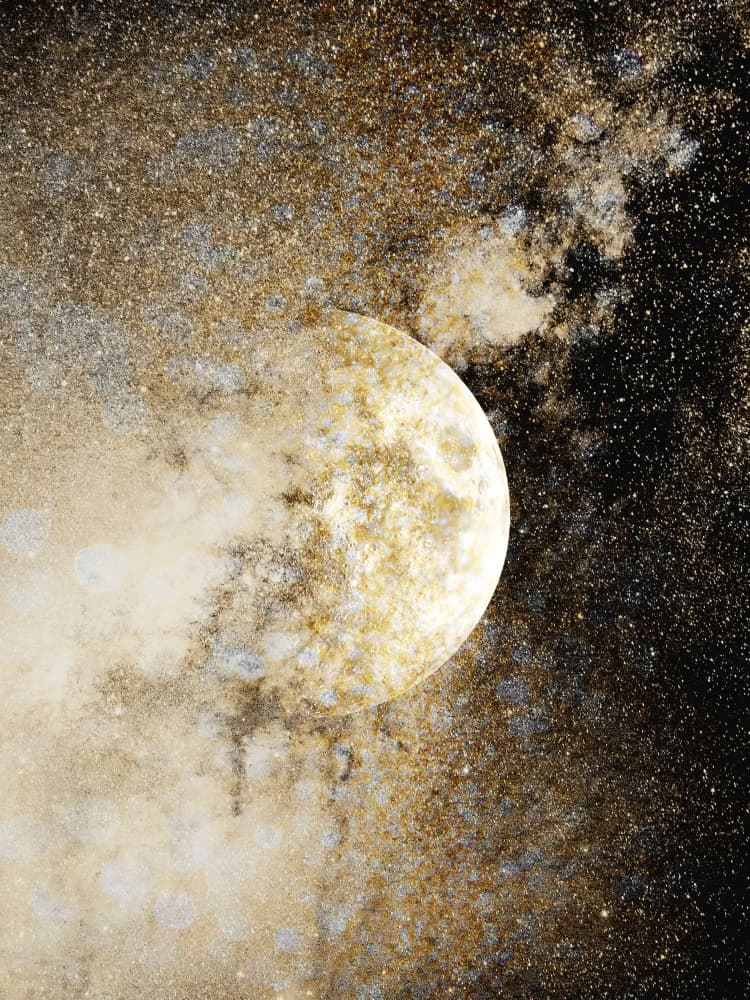 Glittering Gold Moon by Gemma Bardot — canvas wall art