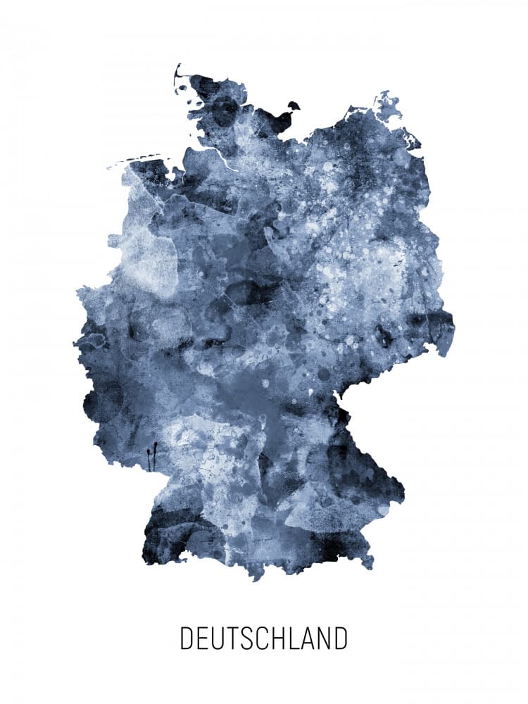Deutschland Watercolor Map by Michael Tompsett — canvas wall art