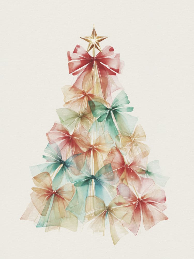 Pastel Bow Christmas Tree by Andreas Magnusson — canvas wall art