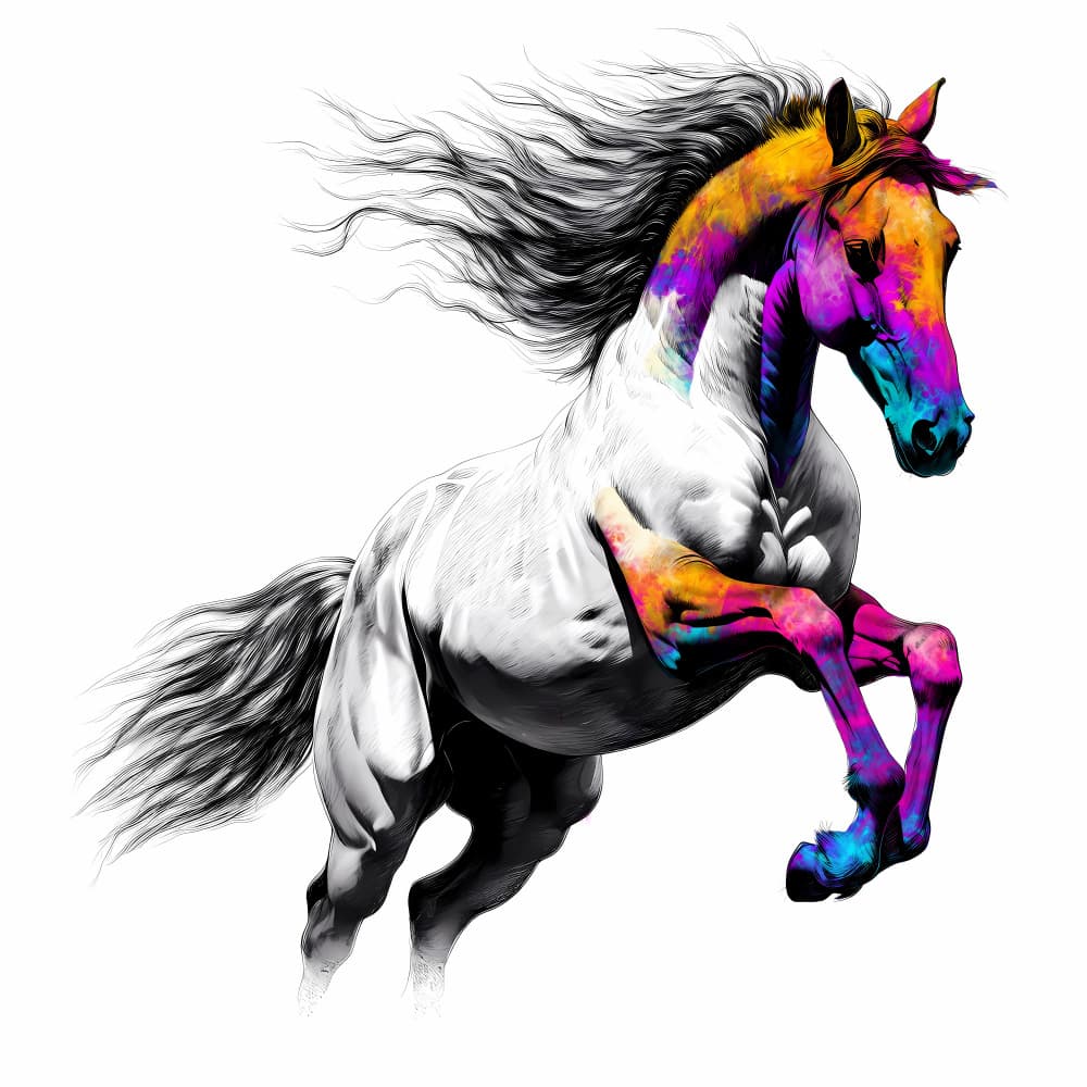Colorful Rearing Horse by Rafal Kulik — canvas wall art