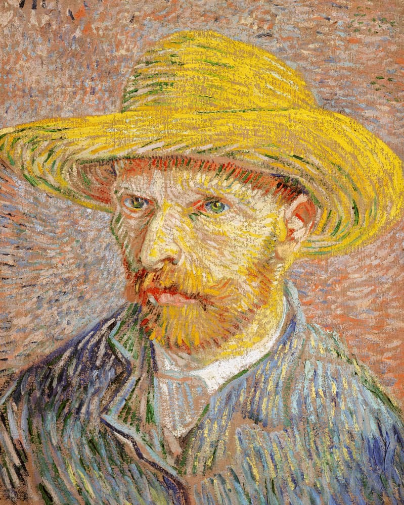 Self Portrait With Straw Hat by Vincent Van Gogh — canvas wall art