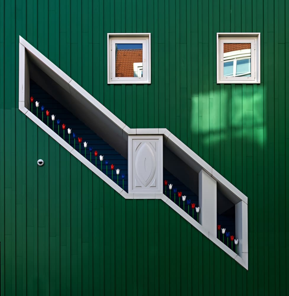 Geometric Green Tulips by Erhard Batzdorf — canvas wall art