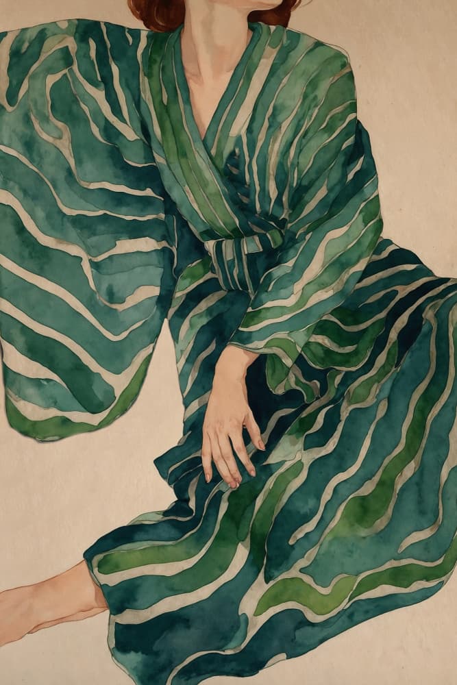 Green Kimono Flow by THE MIUUS STUDIO — canvas wall art