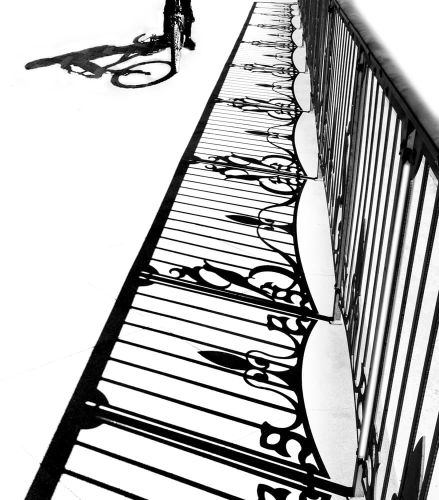 Bicycle Shadow Railing by Sara-le Elbar — canvas wall art
