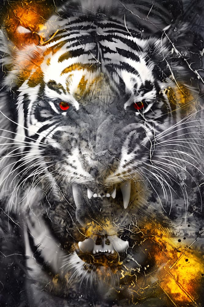 Tiger Animal Vintage Art Illustration Wallart 07 by Rafal Kulik — canvas wall art