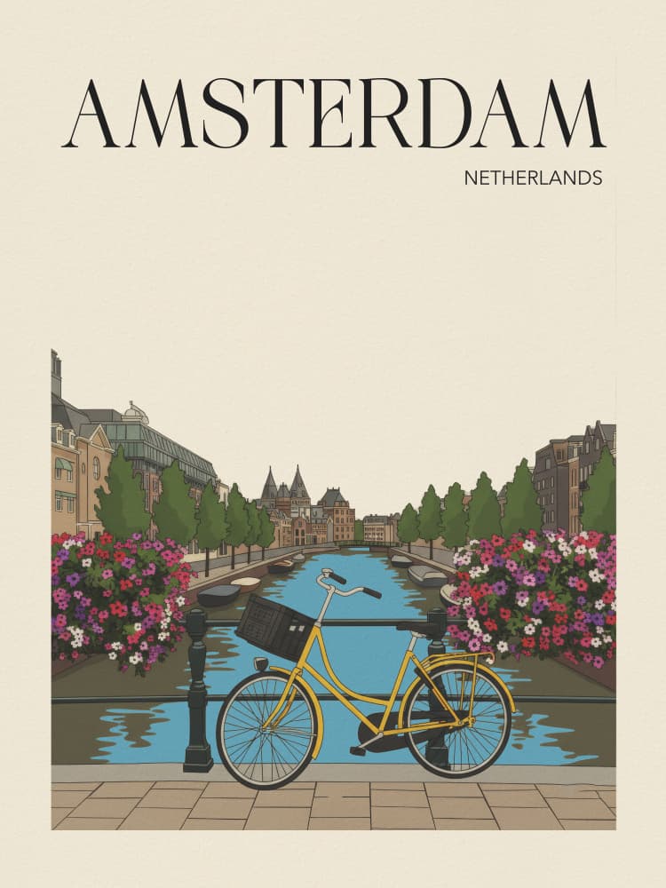 Amsterdam Canal Bicycle by Andreas Magnusson — canvas wall art
