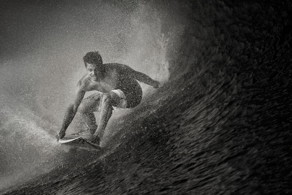 Surfer In Crashing Wave by Mathilde Guillemot — canvas wall art