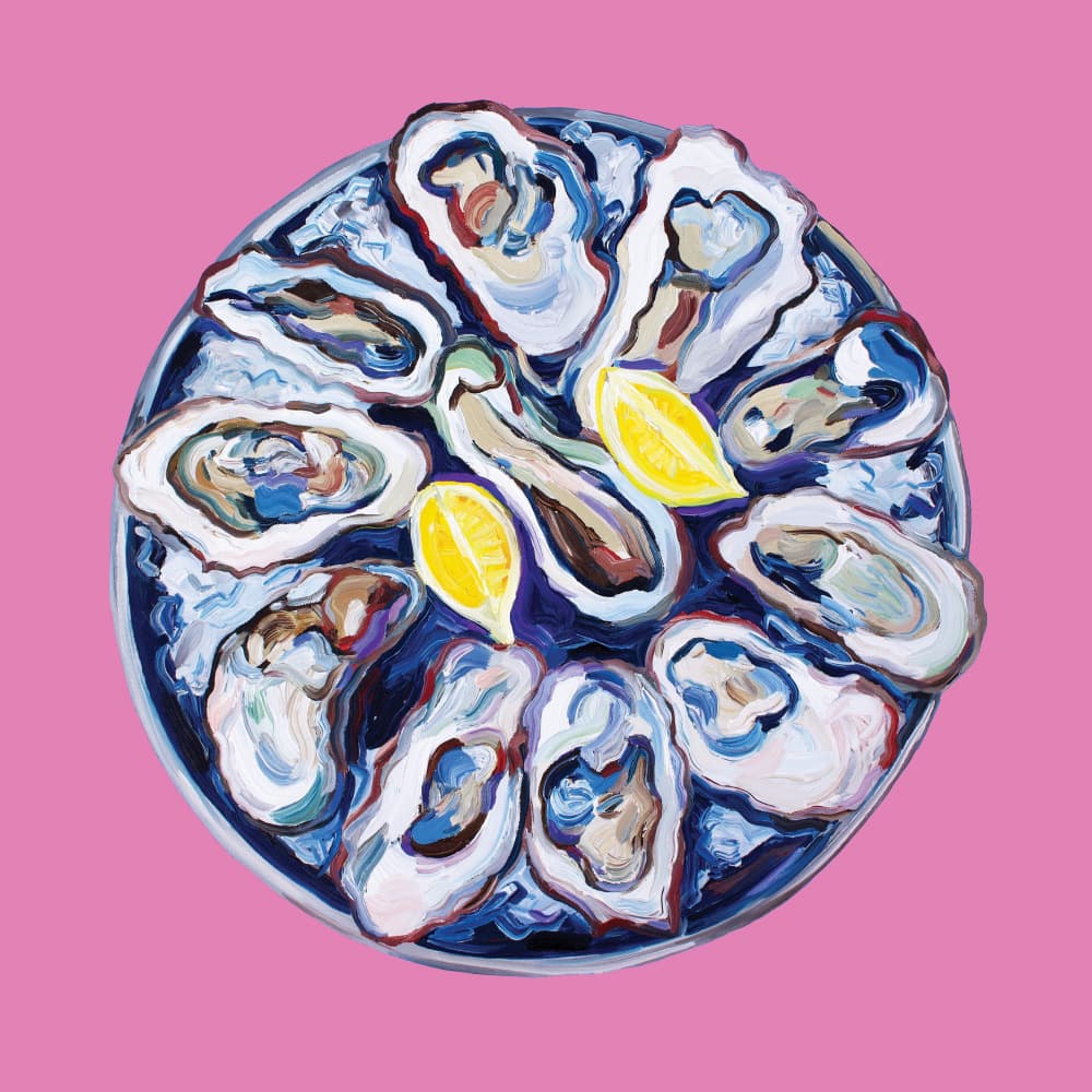 Vibrant Oysters Platter by Alice Straker — canvas wall art