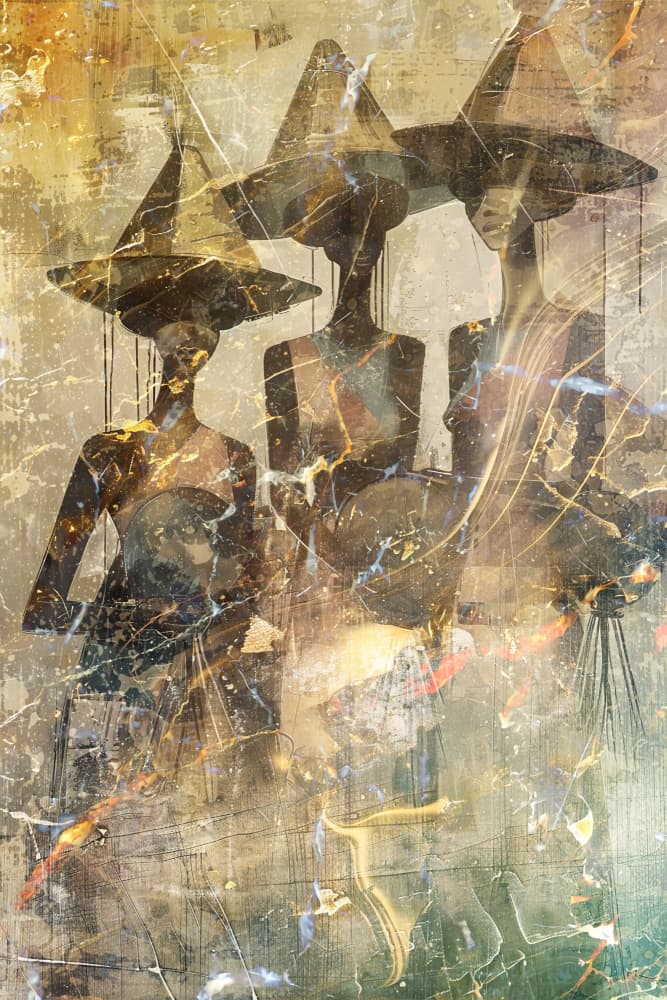 Abstract Women With Hats by Rafal Kulik — canvas wall art