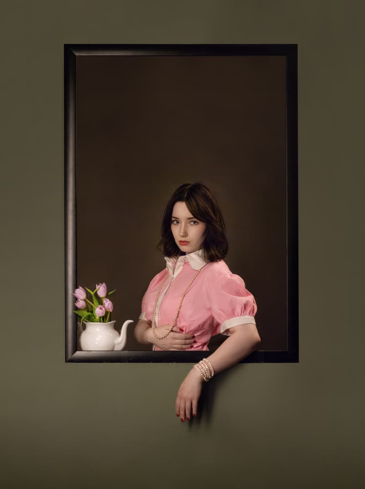 Elegant Woman In Frame by Michael Allmaier — canvas wall art