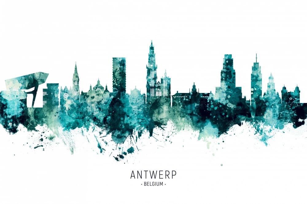 Antwerp City Splash by Michael Tompsett — canvas wall art