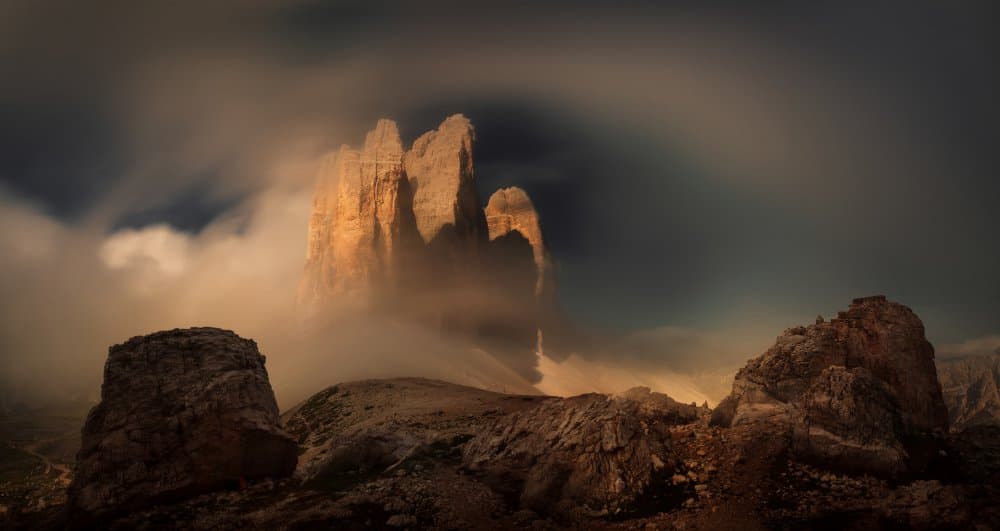 Golden Peaks in Mist by Siarhei Mikhaliuk * — canvas wall art
