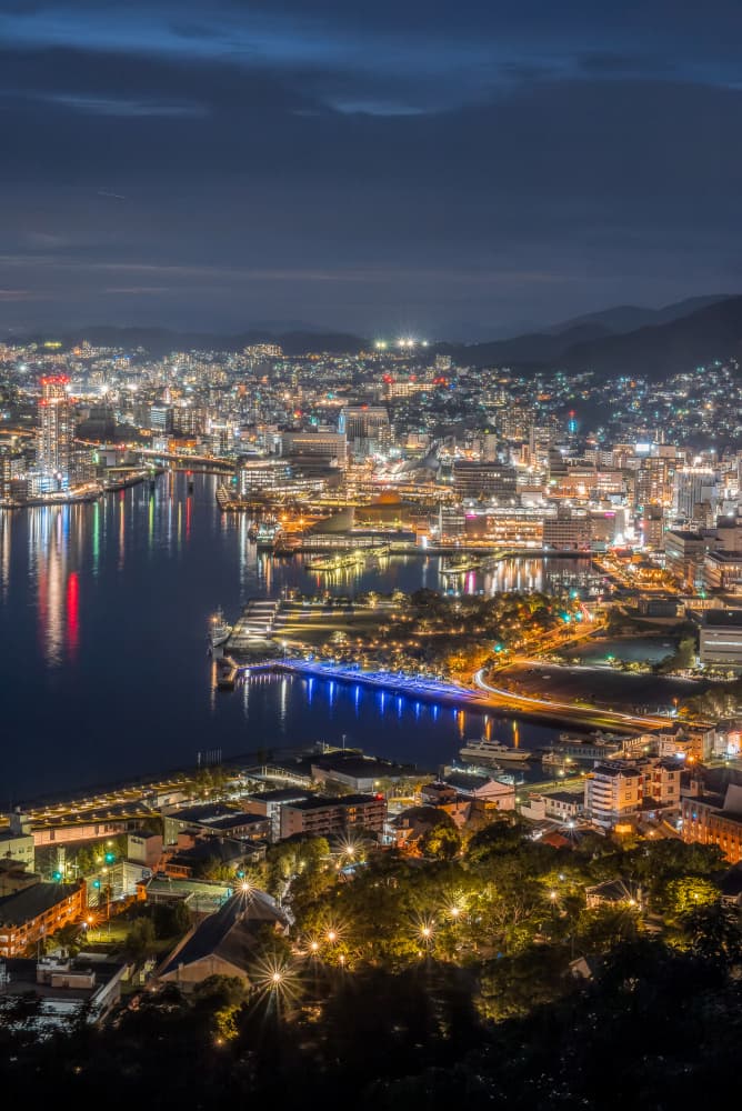 Night City Harbor Lights by Awakari — canvas wall art