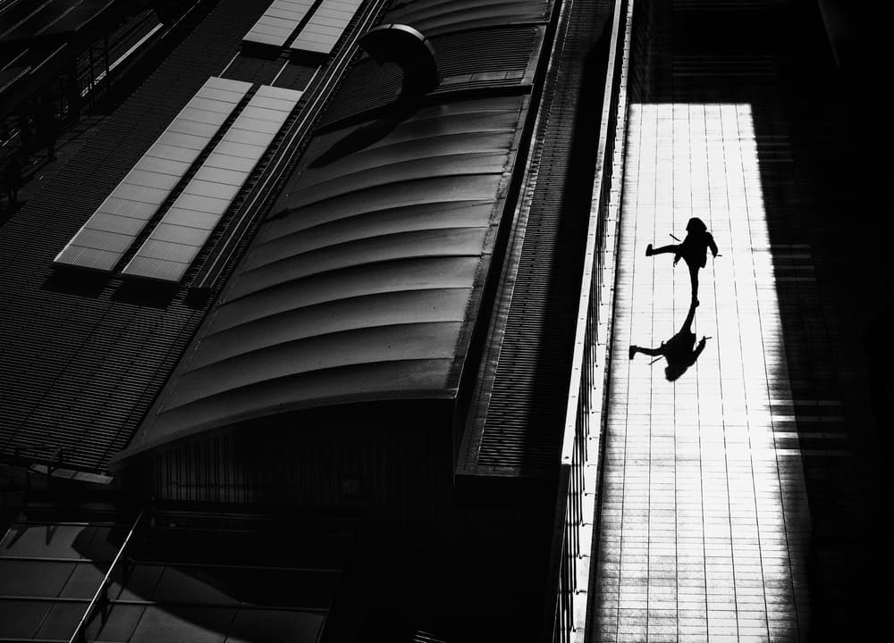 Urban Silhouette Stride by Haruyo Sakamoto — canvas wall art