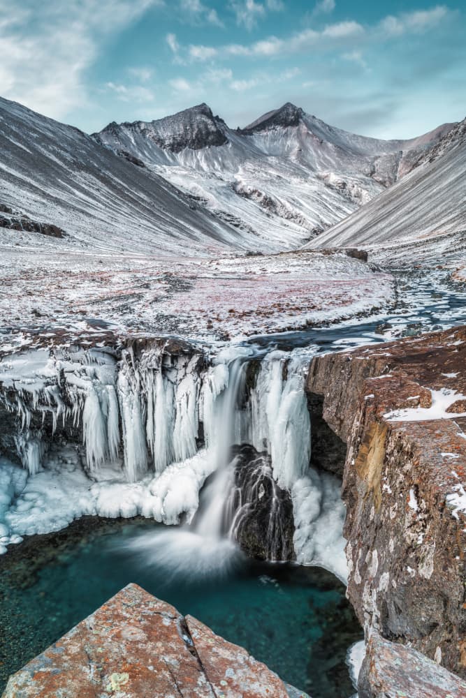 Winter Mountain Falls by Jacek Swiercz — canvas wall art