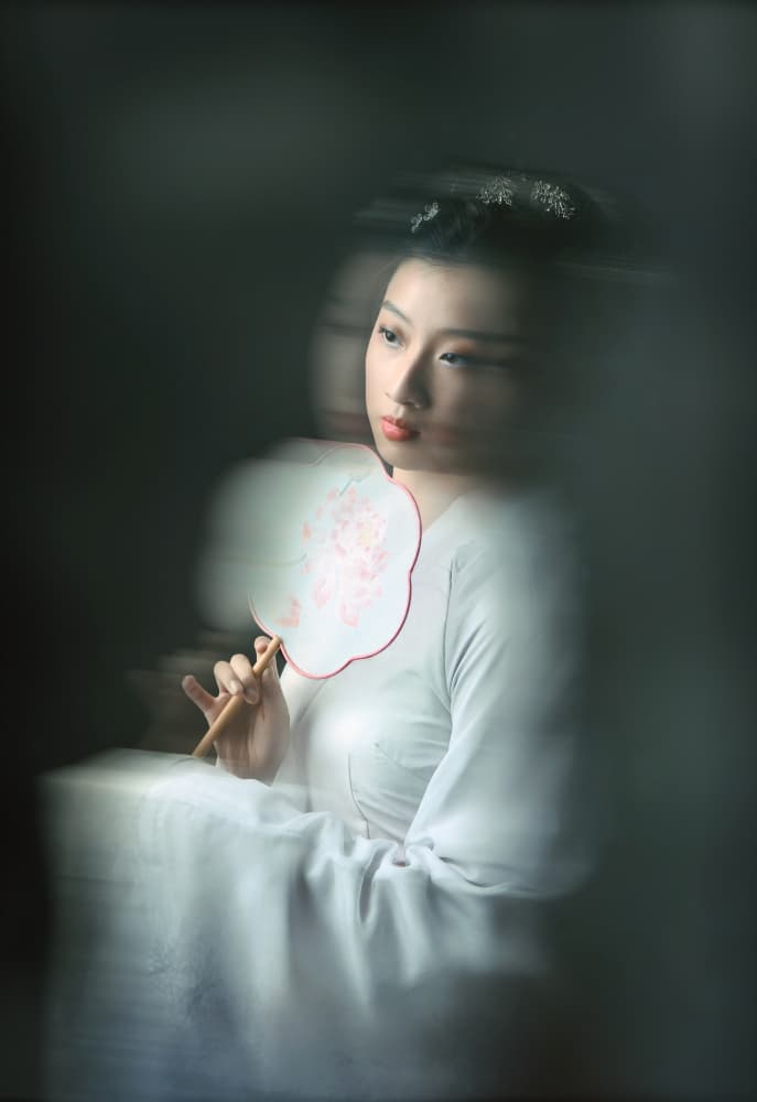 Pensive Asian Beauty by Catherine Wang — canvas wall art