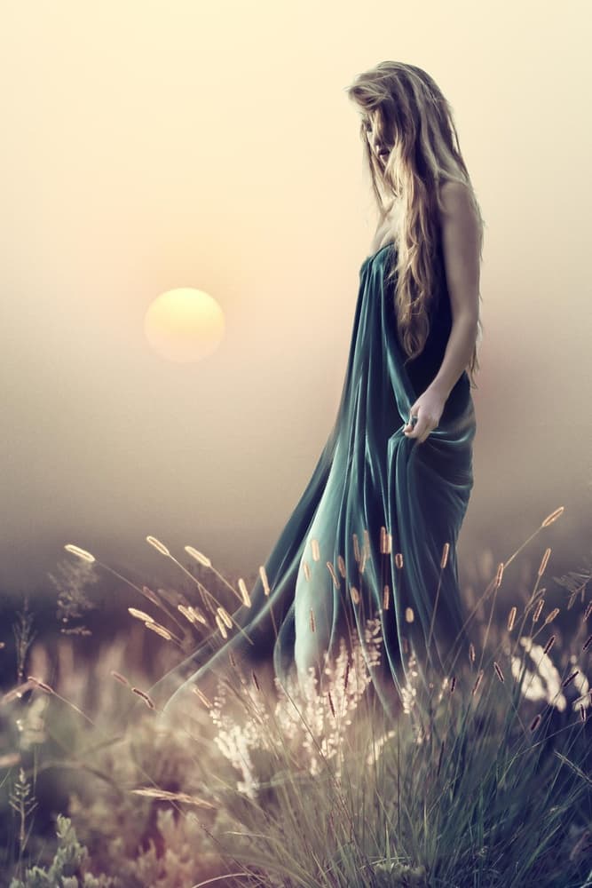 Serene Woman Misty Field by Charlaine Gerber — canvas wall art