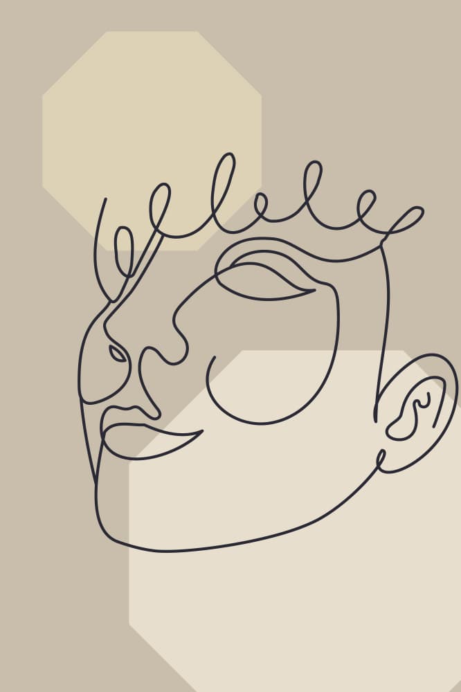 Serene One Line Portrait by Anna Rose — canvas wall art