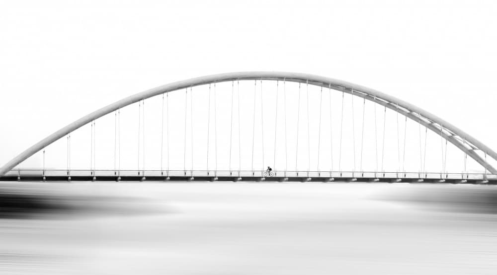 Minimalist Bridge Cycle by Emma Zhao — canvas wall art