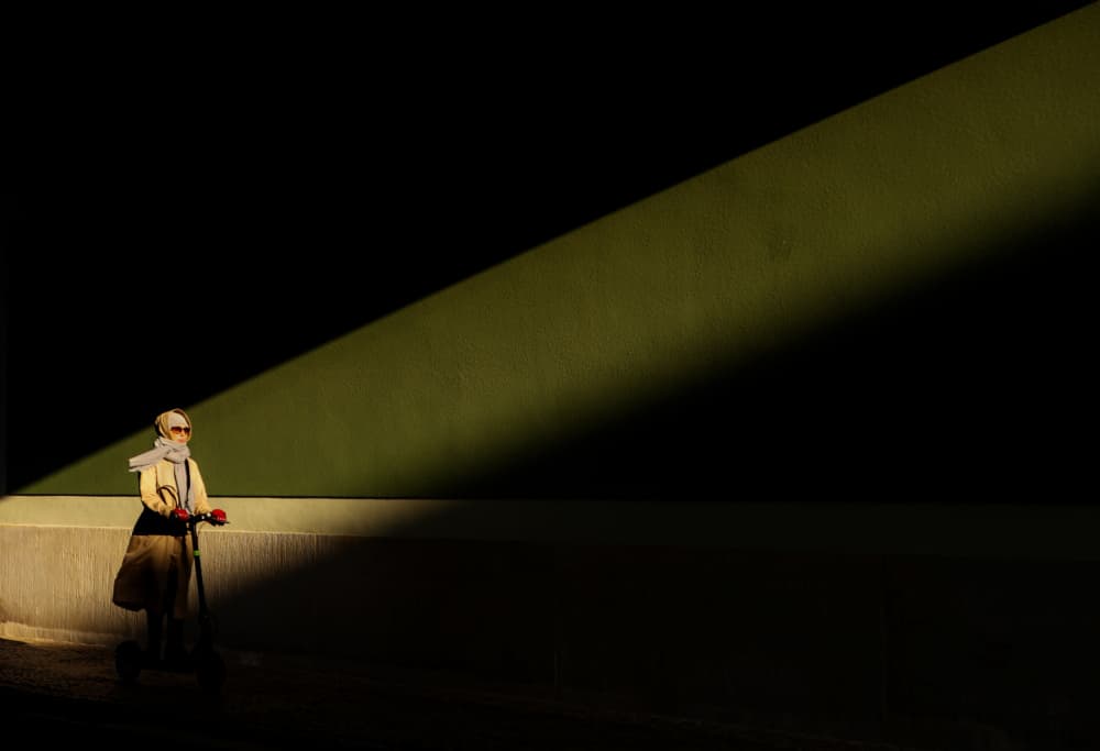 Rider In Diagonal Light by Anna Niemiec — canvas wall art