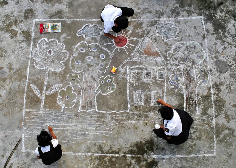 Creative Kids Chalk Art by MD MAHABUB HOSSAIN KHAN — canvas wall art