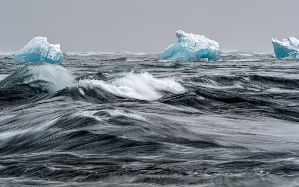 Arctic Icebergs Dynamic Sea by Henk Goossens — canvas wall art