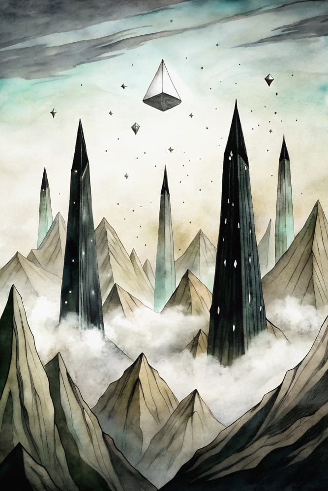 Ethereal Mountain Spires by Miguel Bruzual — canvas wall art