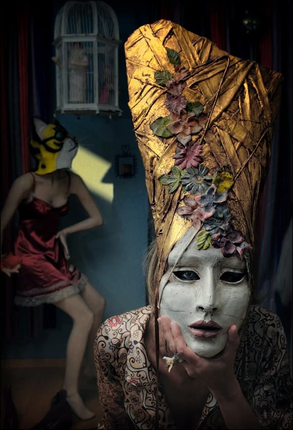 Enigmatic Gold Mask by ambra — canvas wall art