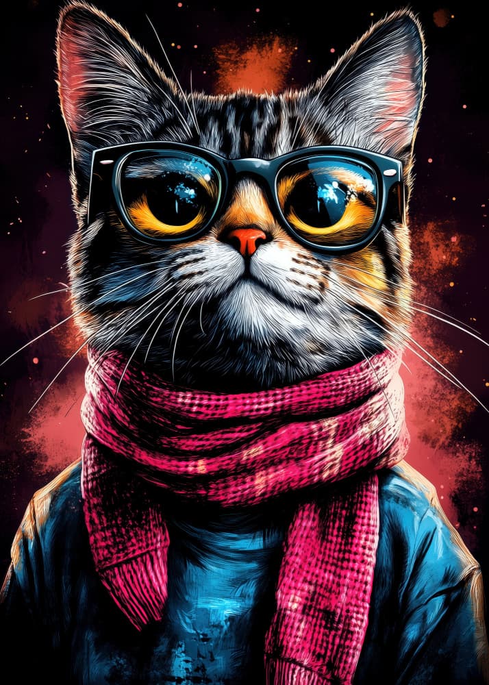 Cool Cat With Glasses by Justyna Jaszke — canvas wall art
