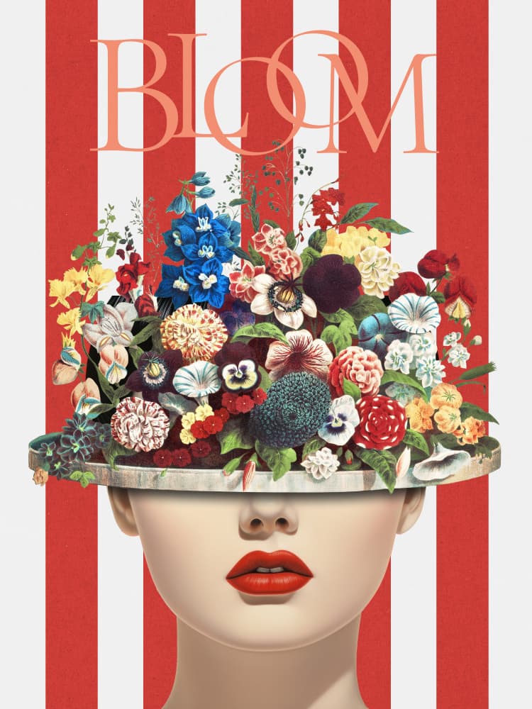 Vibrant Floral Lady by Marja van den Hurk — canvas wall art