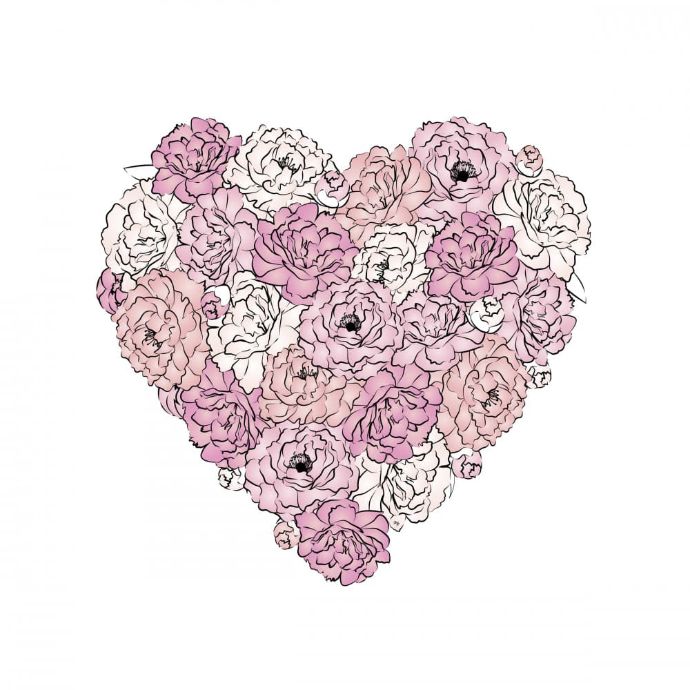 Pink Floral Heart by Martina — canvas wall art