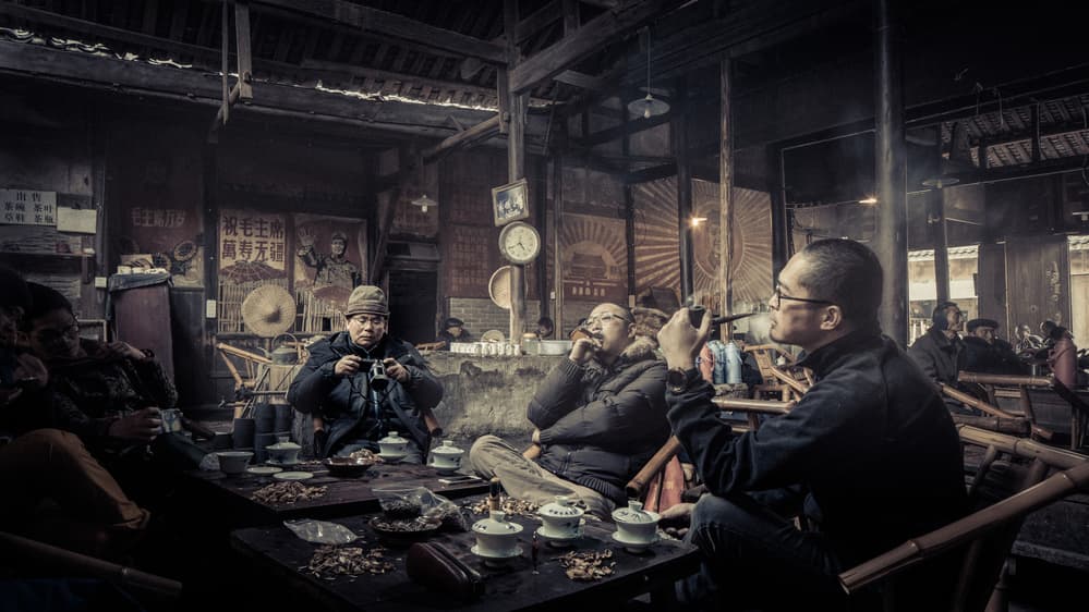 Teahouse Gathering by qiye — canvas wall art