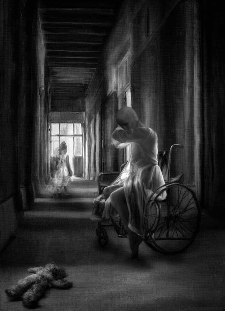 '...She's fading, leaving wounds and scars...' by Charlaine Gerber — canvas wall art