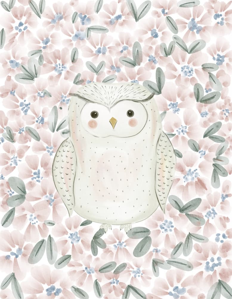 Sweet Owl in Flowers by Nikita Jariwala — canvas wall art