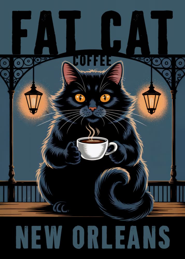 Fat Cat Coffee New Orleans by Andreas Magnusson — canvas wall art