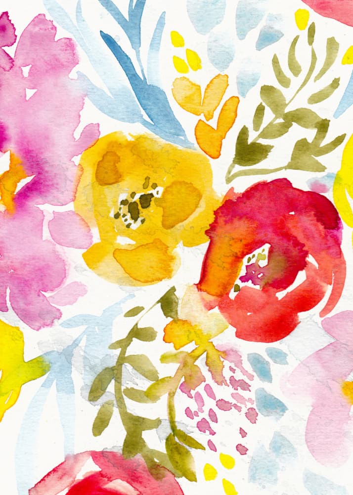 Vibrant Watercolor Flowers by Christine Lindstrom — canvas wall art